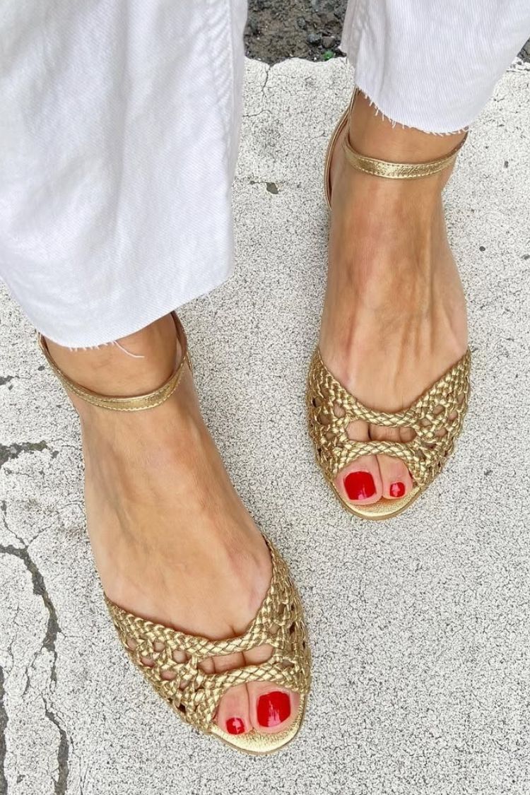 Isadora | Woven Golden Sandals