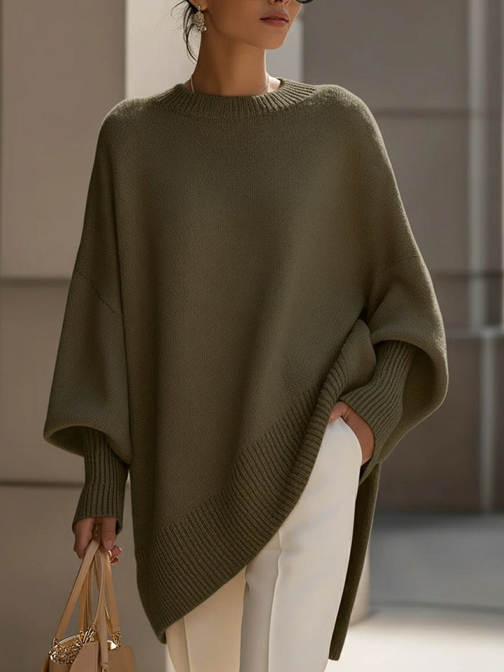 Women's Asymmetrical Knit Batwing Sweater Poncho