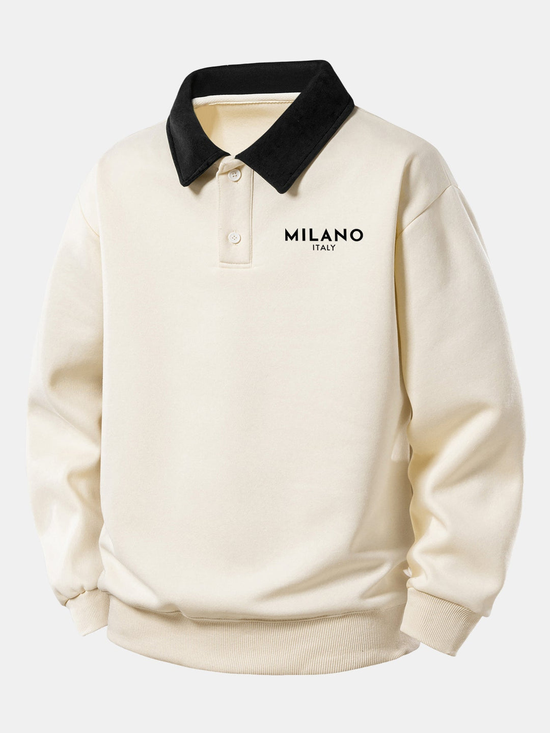 Relax Fit Milano Print Contrast Polo Sweatshirt