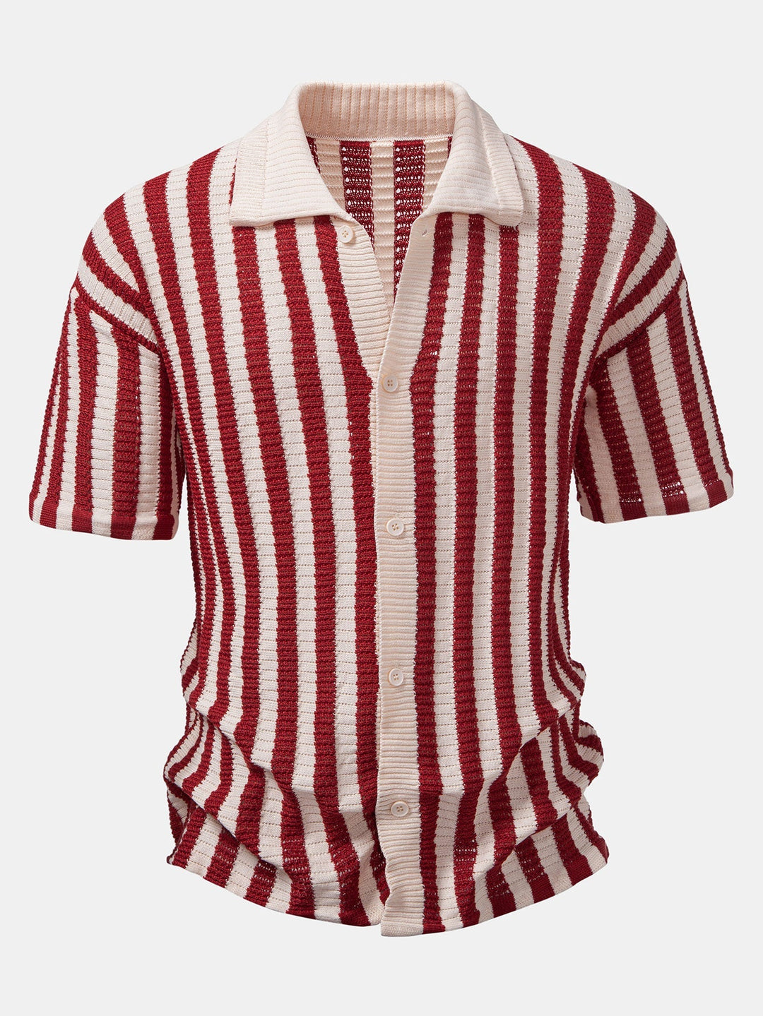 Drop Shoulder Stripe Crochet Shirt