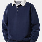 Contrast Polo Collar Sweatshirt