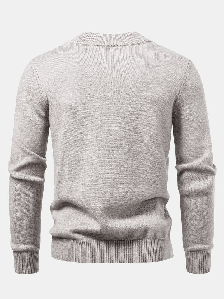 Heavyweight Geometric Jacquard Mock Neck Sweater