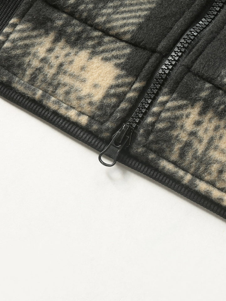 Teddy Lined Flannel Zip Hooded Coat