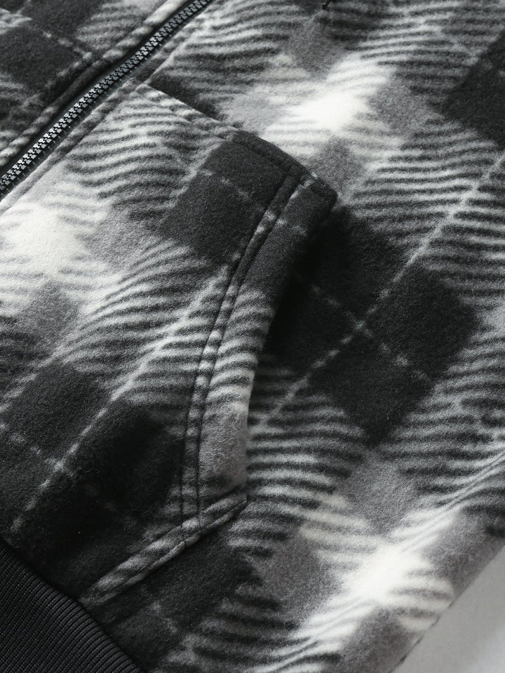 Teddy Lined Flannel Zip Hooded Coat
