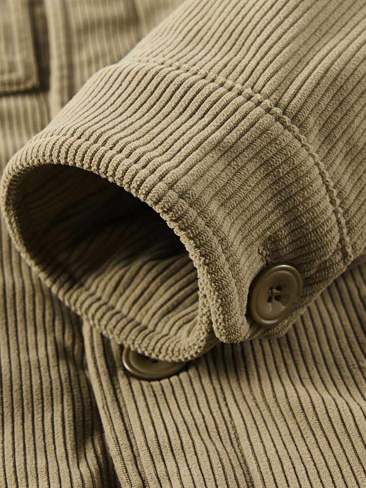 Teddy Fleece Lined Button Up Corduroy Jacket