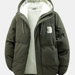Teddy Lined Corduroy Hooded Puffer Coat
