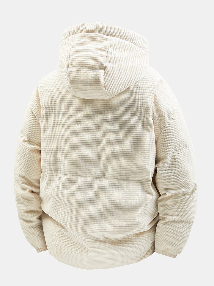 Teddy Lined Corduroy Hooded Puffer Coat