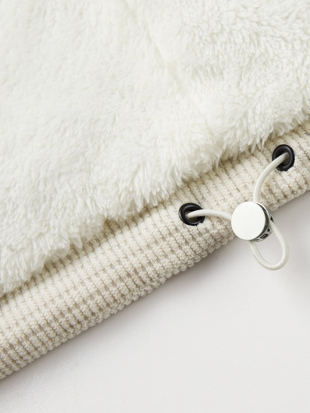 Teddy Lined Corduroy Hooded Puffer Coat