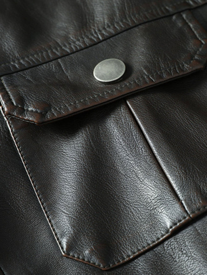 2 In 1 PU Leather Jacket With Detachable Hood