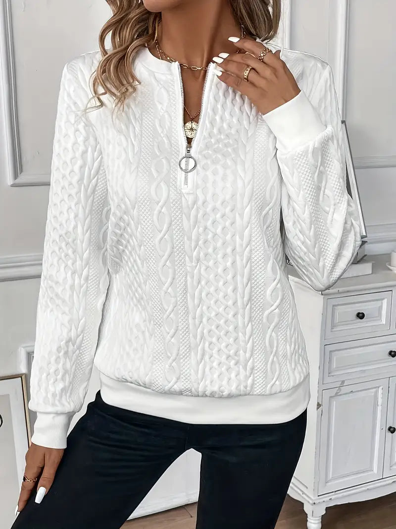 Women’s Cable Knit Quarter-Zip Pullover