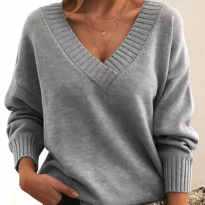 Women’s Cozy Oversized V-Neck Pullover Sweater