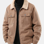 Teddy Lined Zip Up Corduroy Jacket With Pockets