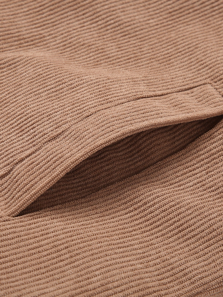 Teddy Lined Zip Up Corduroy Jacket With Pockets