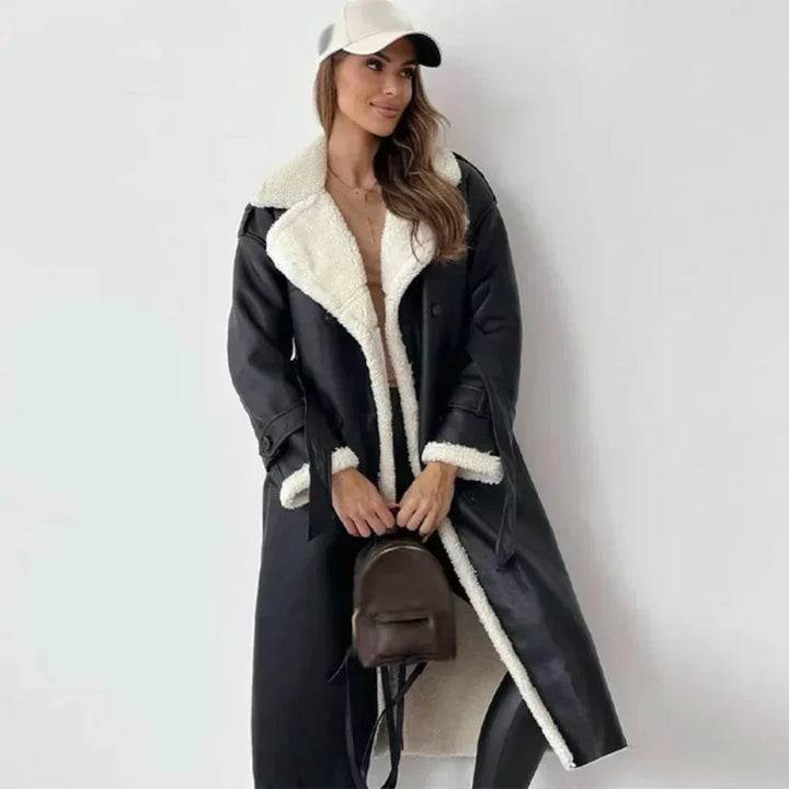 Women's Sherpa Lined Double-Breasted Trench Coat