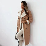 Women's Sherpa Lined Double-Breasted Trench Coat