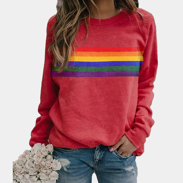 Women's Rainbow Stripe Crewneck Sweatshirt