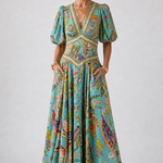 Violet & Grace™ | Airy maxi dress with puff sleeves and V-neck