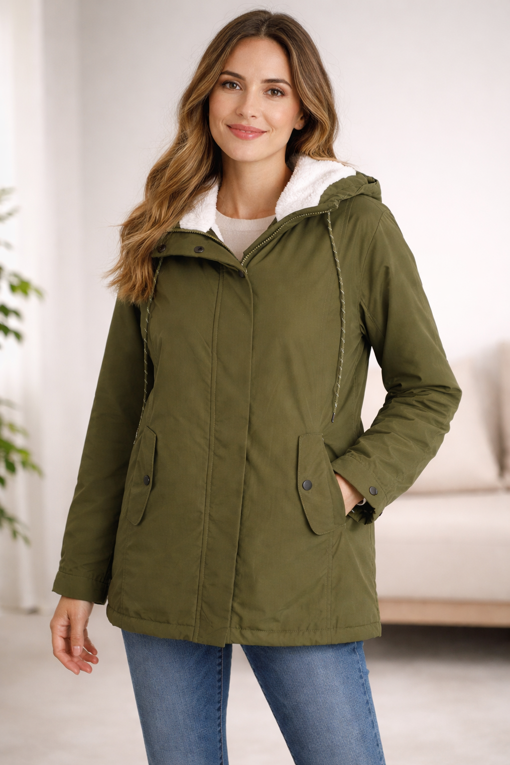 Women's Long Hooded Winter Jacket with Full Coverage Design