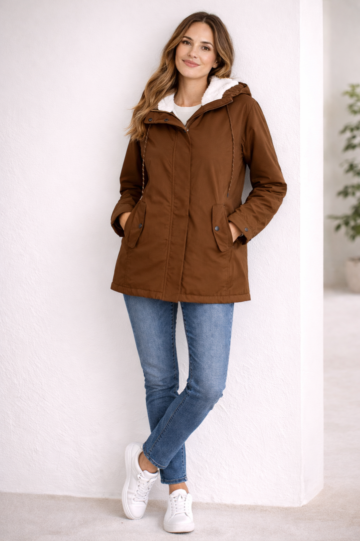 Women's Long Hooded Winter Jacket with Full Coverage Design