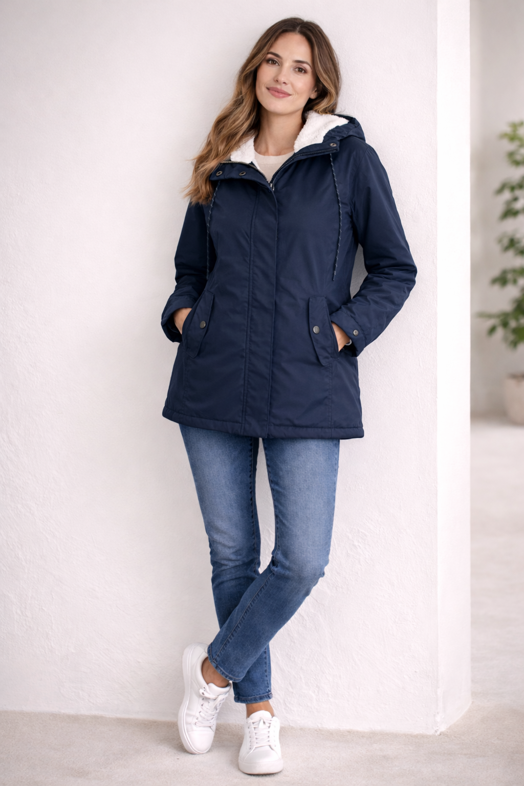 Women's Long Hooded Winter Jacket with Full Coverage Design