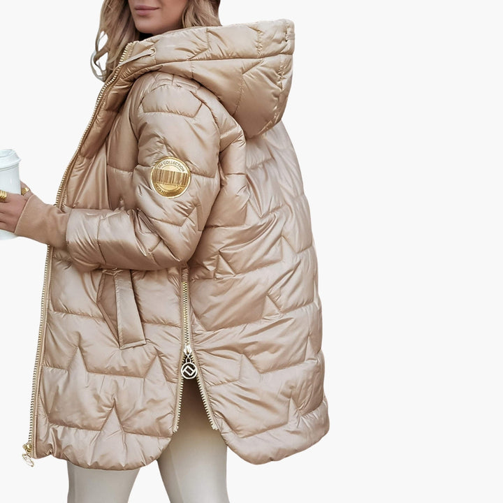 Women's Hooded Quilted Puffer Winter Jacket with Zip Front
