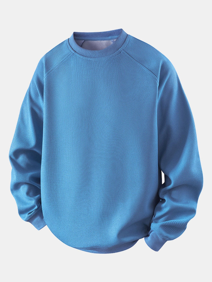 Relax Fit Waffle Crew Neck Sweatshirt