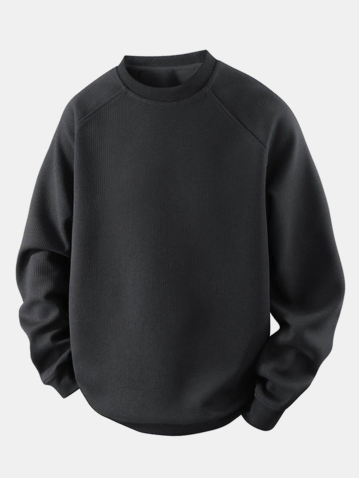 Relax Fit Waffle Crew Neck Sweatshirt