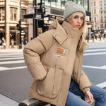 Women's Hooded Puffer Winter Jacket with Pockets
