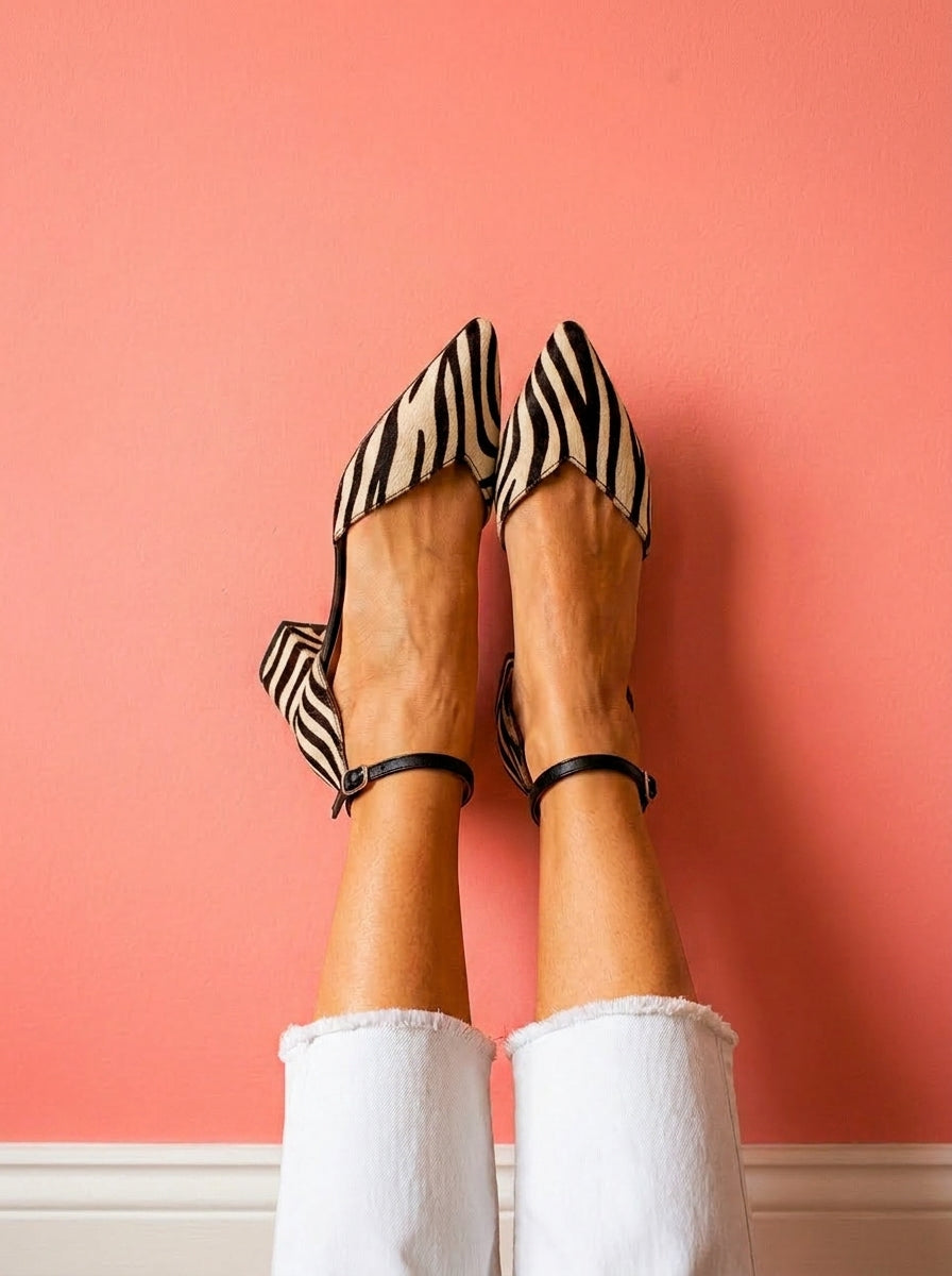 Keren™ | Pointed Toe Heels with Zebra Print