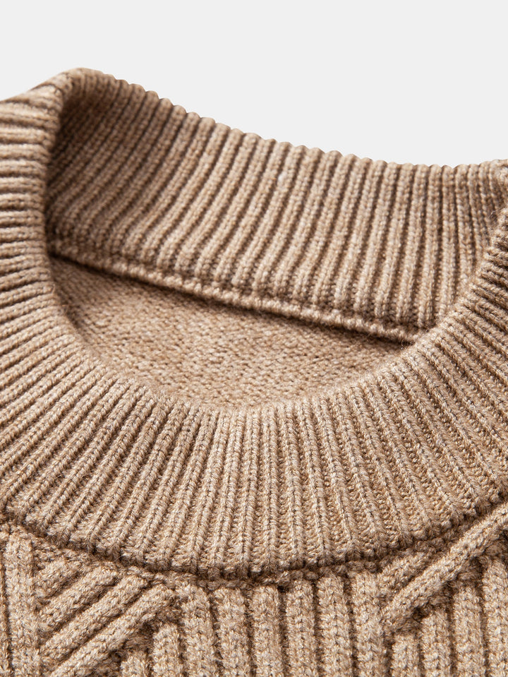 Heavyweight Stripe Mock Neck Knit Sweater