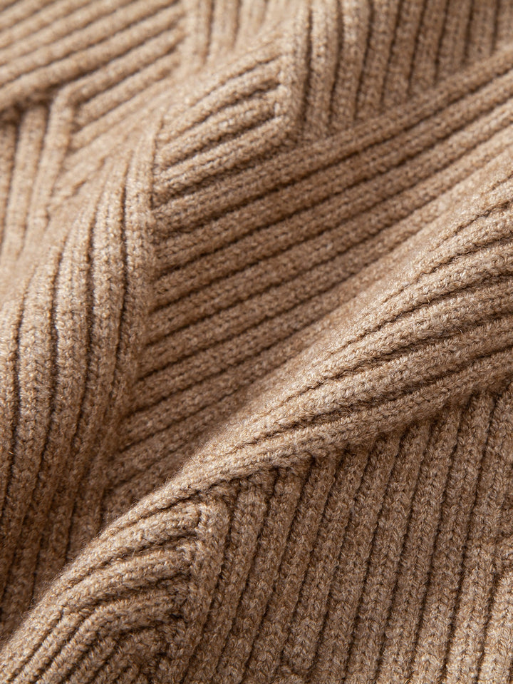 Heavyweight Stripe Mock Neck Knit Sweater