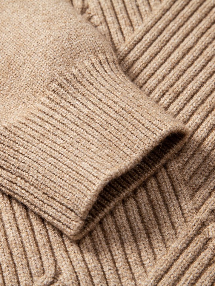 Heavyweight Stripe Mock Neck Knit Sweater