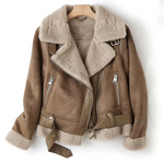 Women's Faux Shearling Biker Jacket