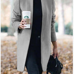 Women's Longline Blazer Coat Stand Collar Tailored Fit