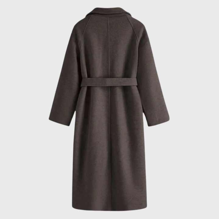 Women's Belted Wool Wrap Coat with Notched Collar