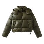 Women’s Cropped Hooded Puffer Jacket Oversized Winter Coat