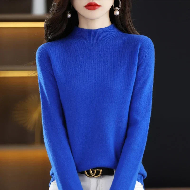 Women’s Mock Neck Sweater Slim Fit Soft Knit Top