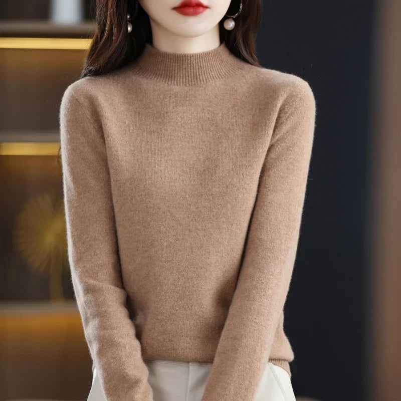 Women’s Mock Neck Sweater Slim Fit Soft Knit Top