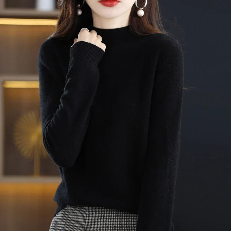 Women’s Mock Neck Sweater Slim Fit Soft Knit Top