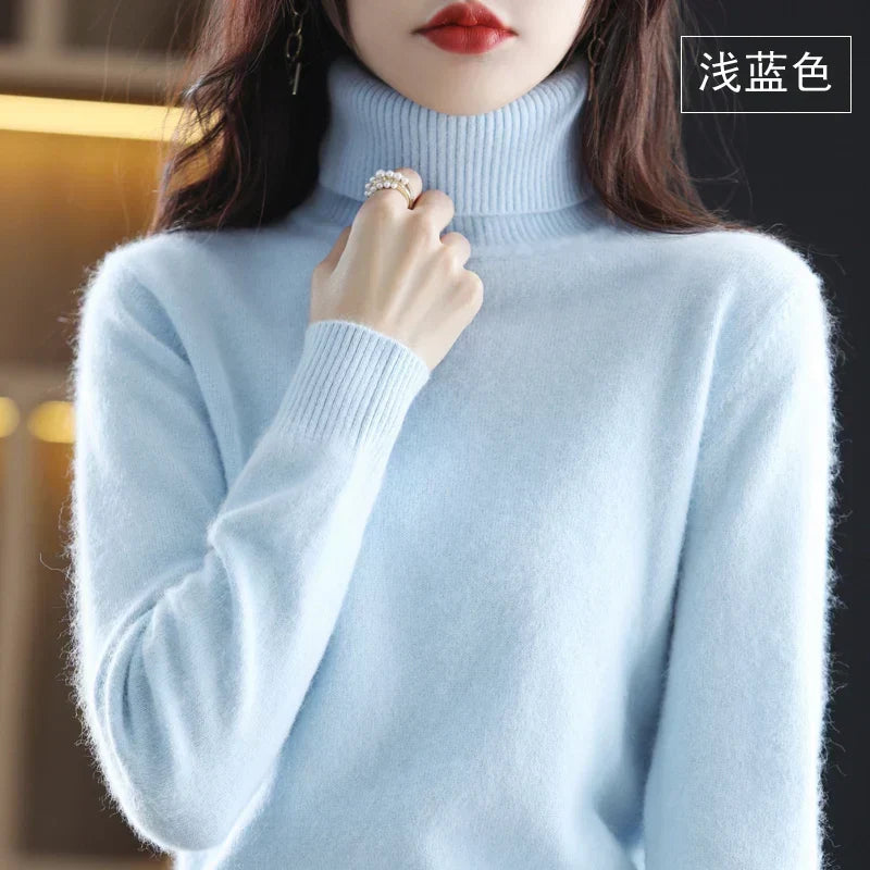 Women’s Turtleneck Sweater Soft Knit Slim Fit Top