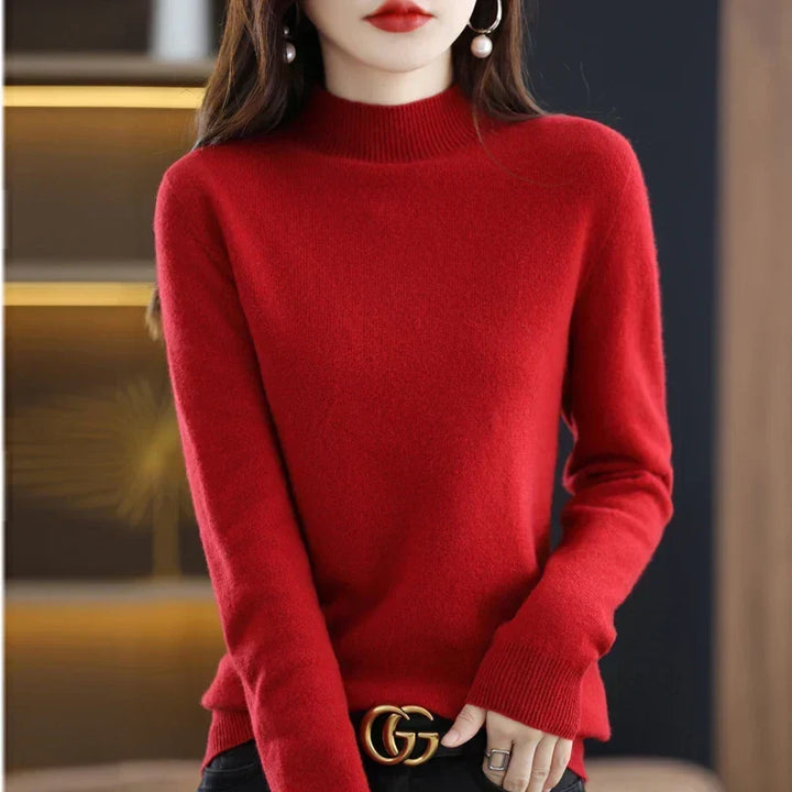 Women’s Mock Neck Sweater Slim Fit Soft Knit Top