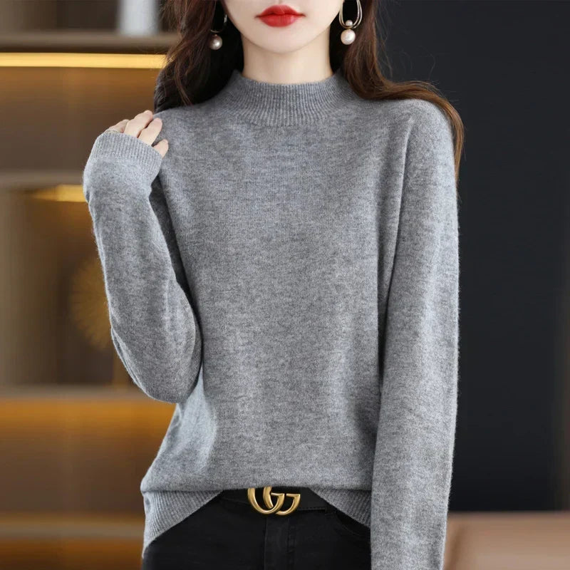 Women’s Mock Neck Sweater Slim Fit Soft Knit Top