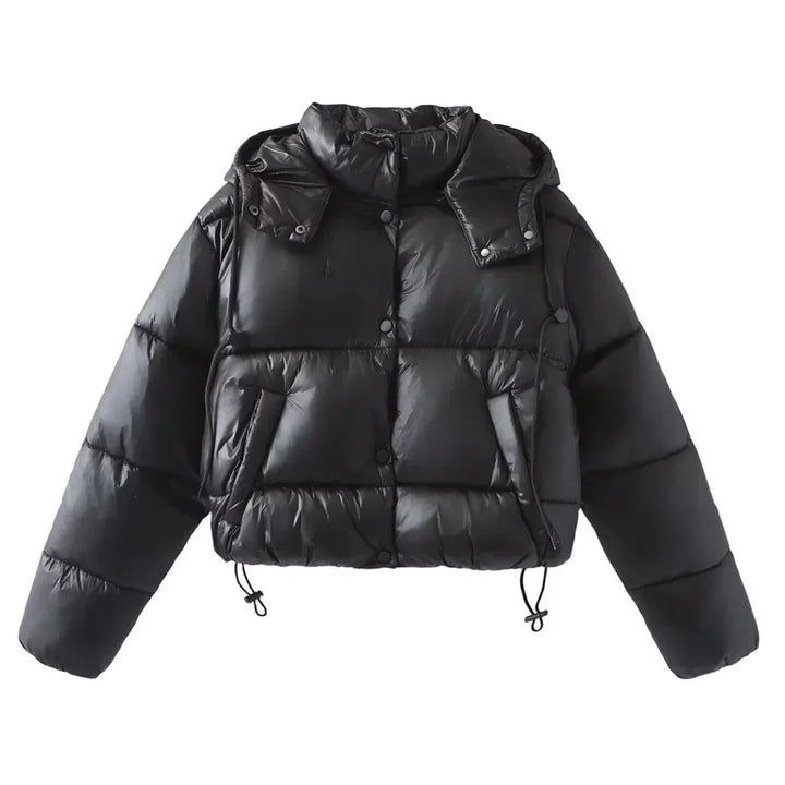 Women’s Cropped Hooded Puffer Jacket Oversized Winter Coat