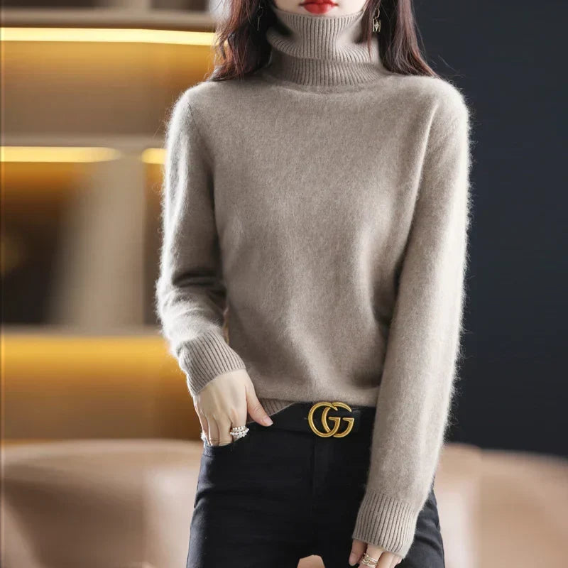 Women’s Turtleneck Sweater Soft Knit Slim Fit Top