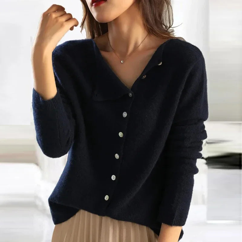 Women's Button Front V-Neck Knit Cardigan Sweater