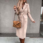 Women's Belted Wrap Coat with Faux Fur Collar