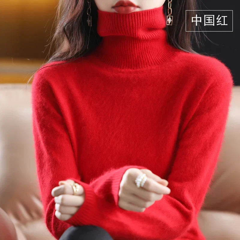 Women’s Turtleneck Sweater Soft Knit Slim Fit Top