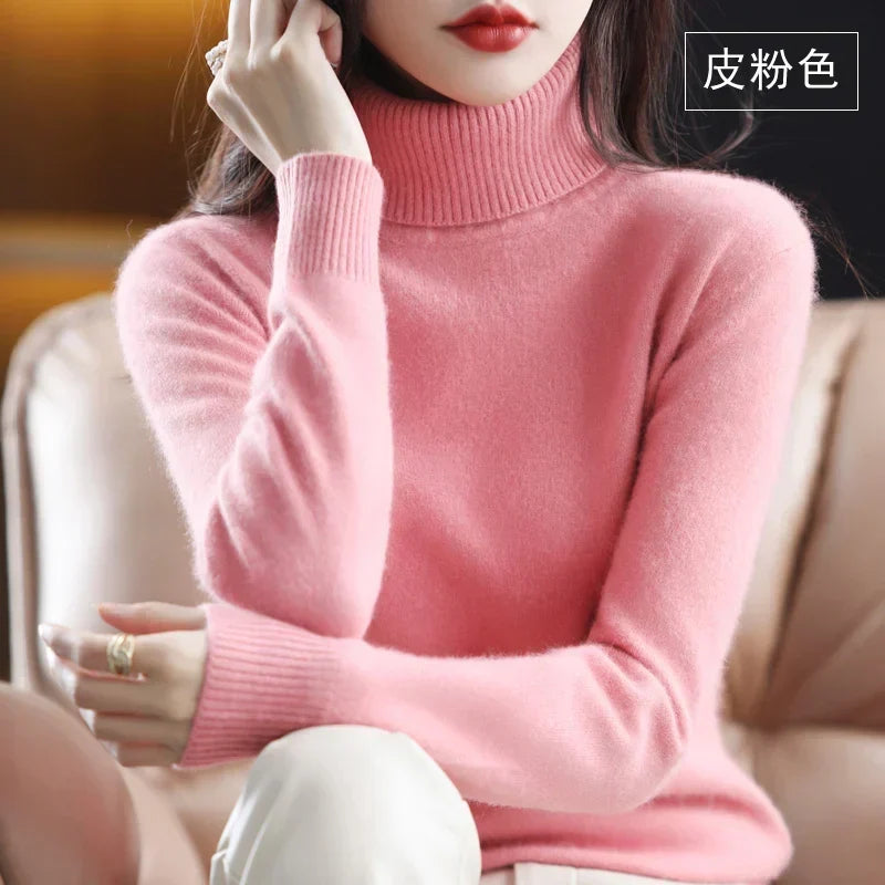 Women’s Turtleneck Sweater Soft Knit Slim Fit Top