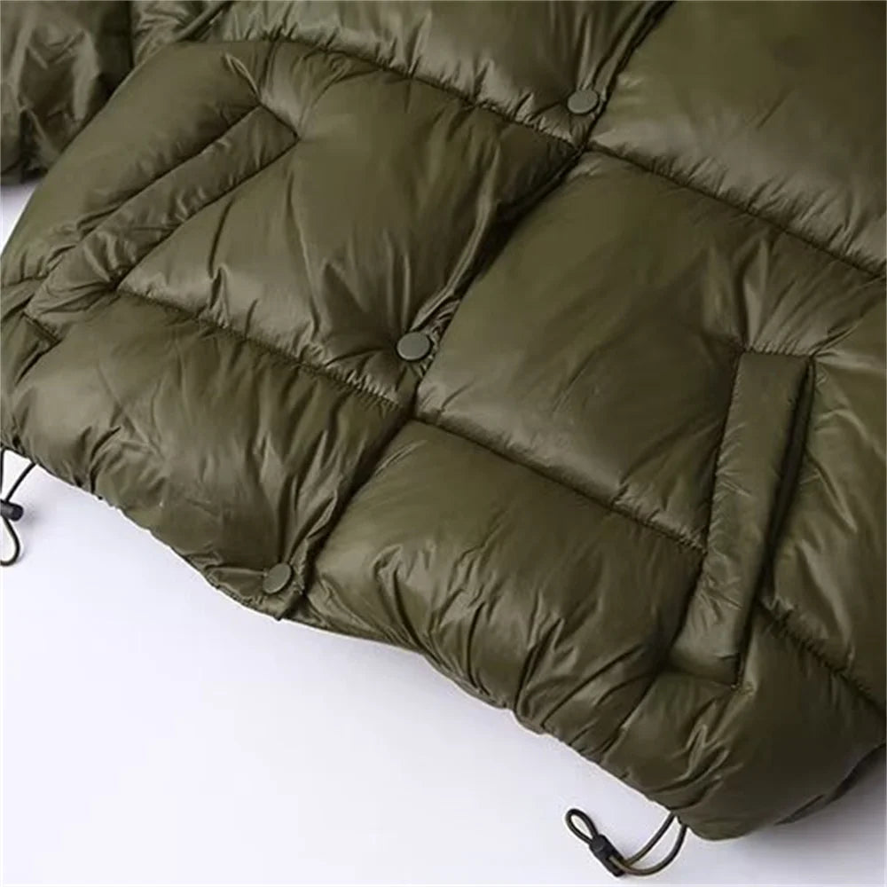 Women’s Cropped Hooded Puffer Jacket Oversized Winter Coat