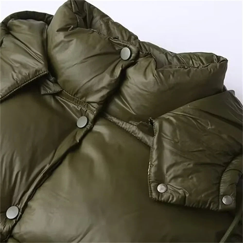Women’s Cropped Hooded Puffer Jacket Oversized Winter Coat
